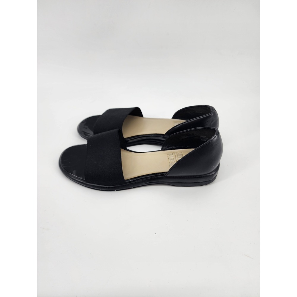 Mootsies Tootsies Sybil Black Leather Fabric D Orsay Sandals Womens 6.5 M